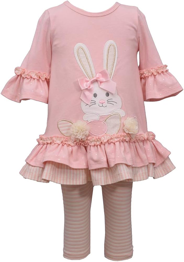 Bonnie Jean Girls Holiday Easter Bunny Egg Hem Capri Set