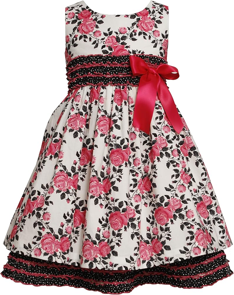 Bonnie Jean Little Girls' Floral Print Dress With Rusching At Waist