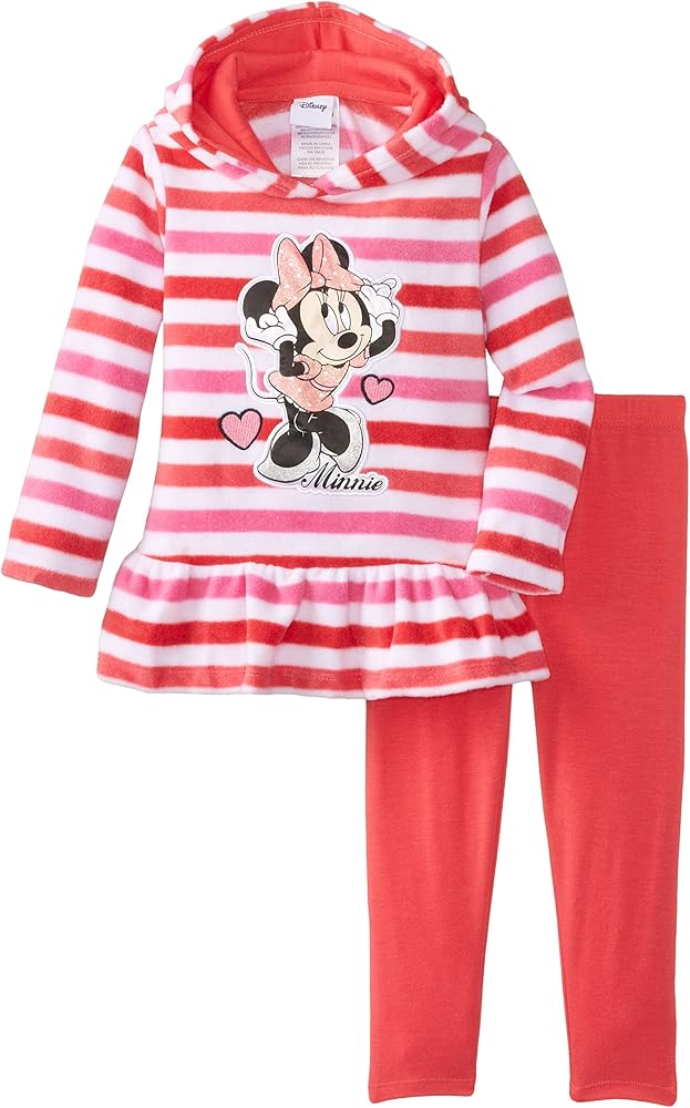 Disney Girls' Minnie Mouse 2 Piece Stripe Fleece Set