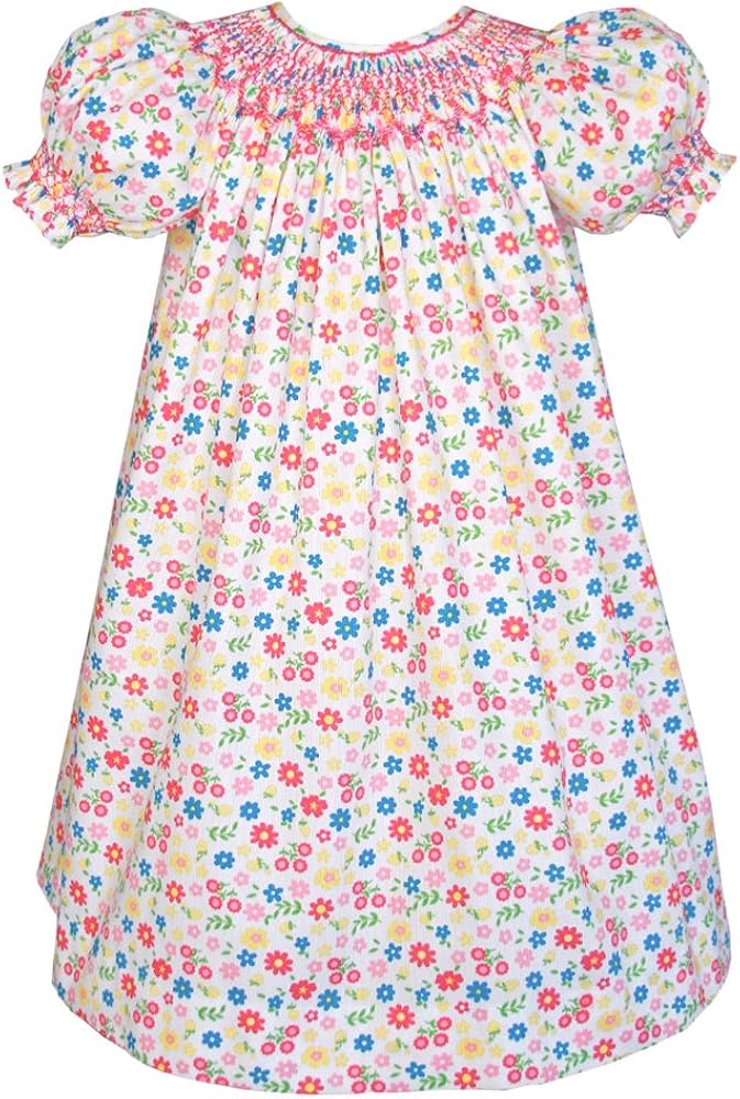 Carouselwear Hand Smocked Girls Birthday Bishop Dress Easter Floral Cotton