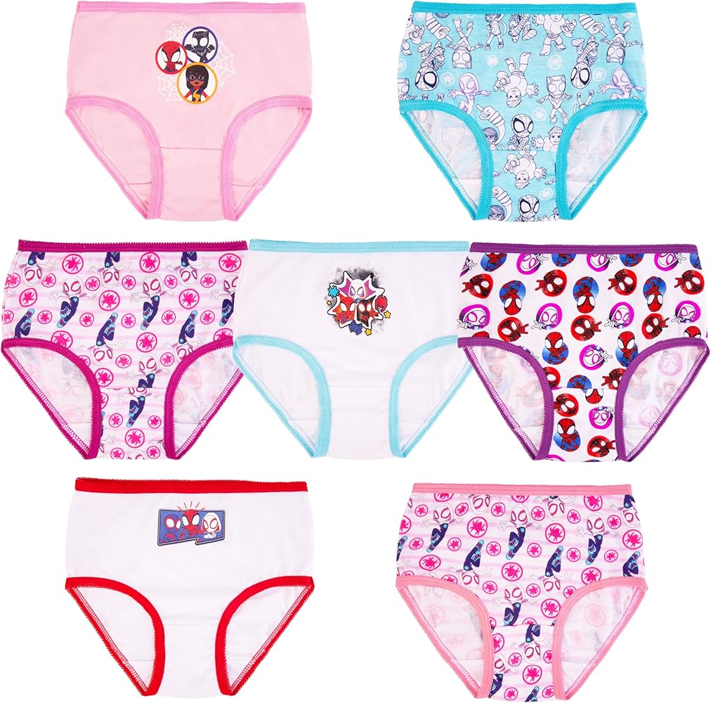 Marvel Girls' Spiderman & Ghost Spider Amazon Exclusive Toddler 7-Pack of 100 Panties and 4-Pack Cotton Span Blend, 2/3t-10