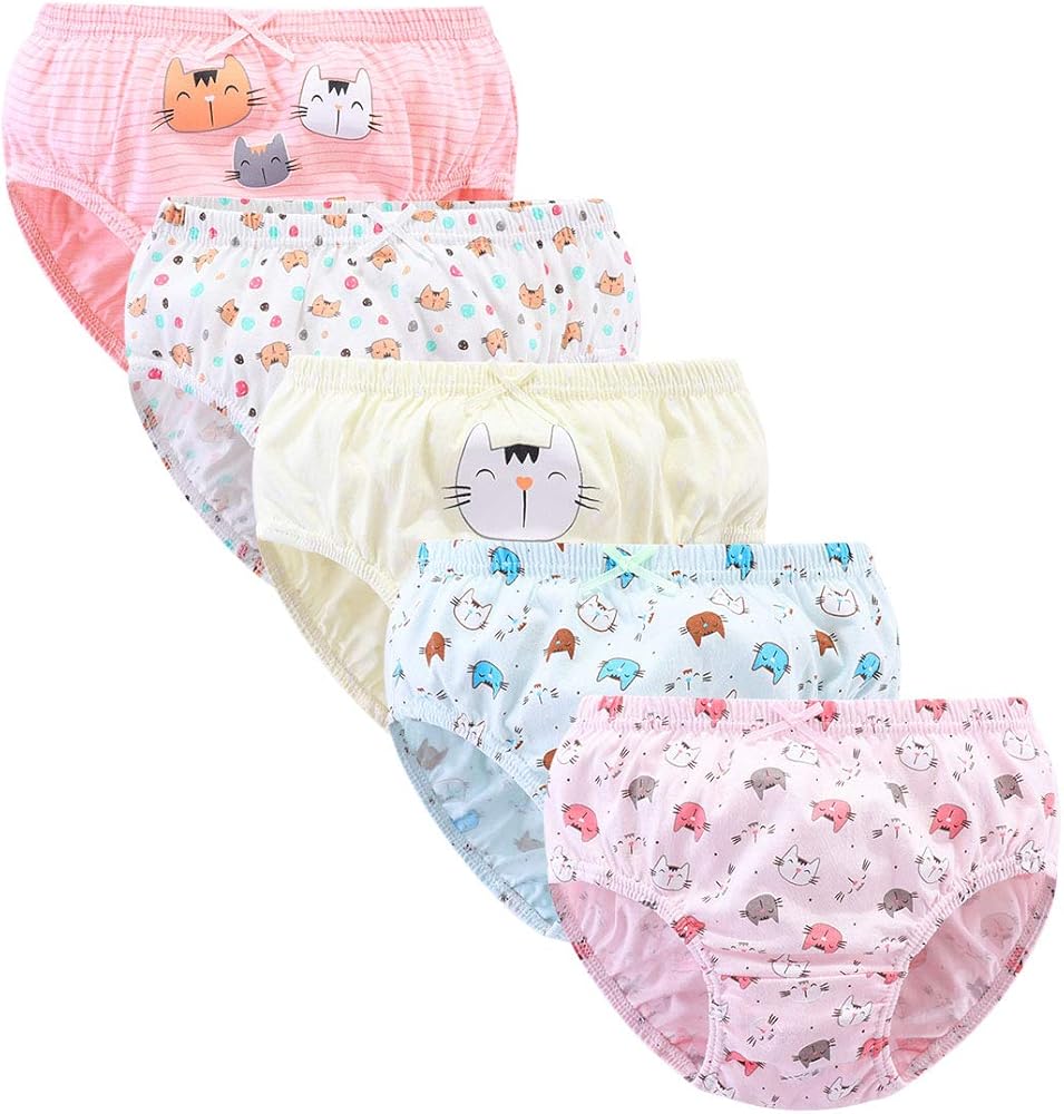 CHUNG Toddlers Little Girls Cotton Briefs Panties Pack of 5/6 Print Underwear 2T-10Years