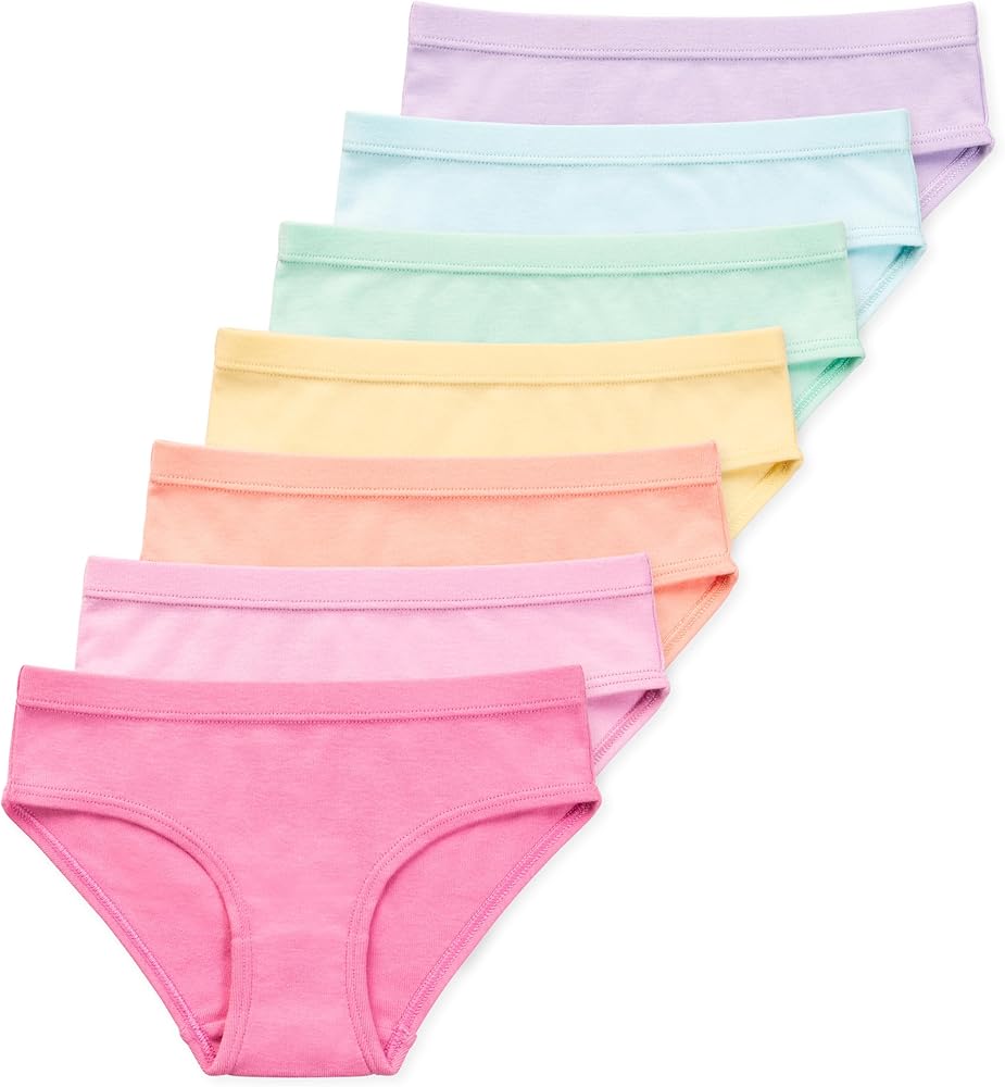 Lucky & Me Ryleigh Girls Bikini | Children's Organic Cotton Tagless Underwear | 7-Pack