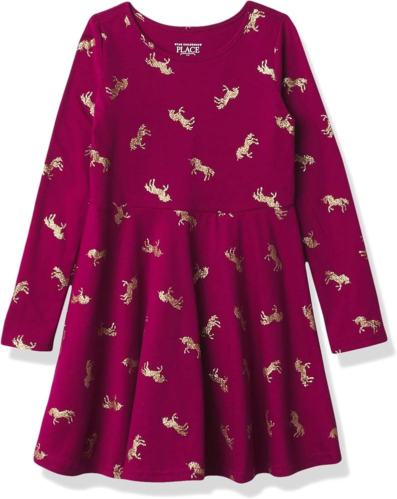 The Children's Place Girls' and Toddler Unicorn Skater Dress