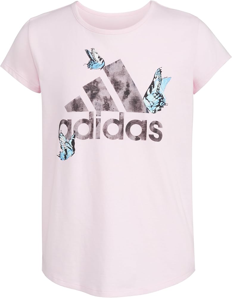 adidas Girls' Short Sleeve Cotton Scoop Neck Tee T-Shirt