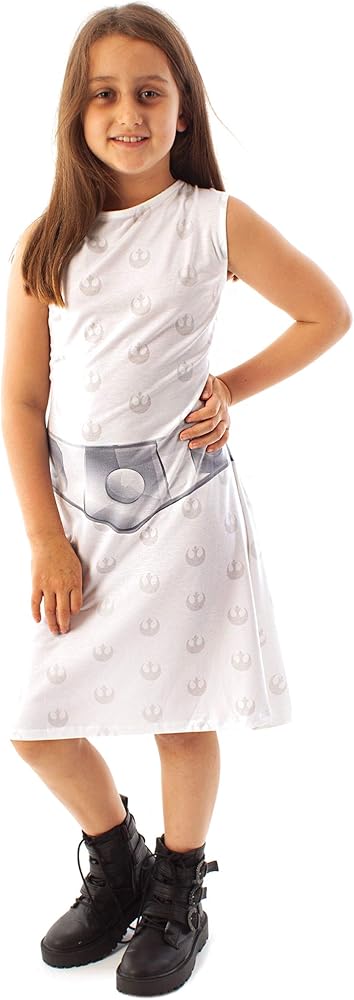 STAR WARS Girls Dress Princess Leia White Embroidered Fancy Dress Up 13-14 Years