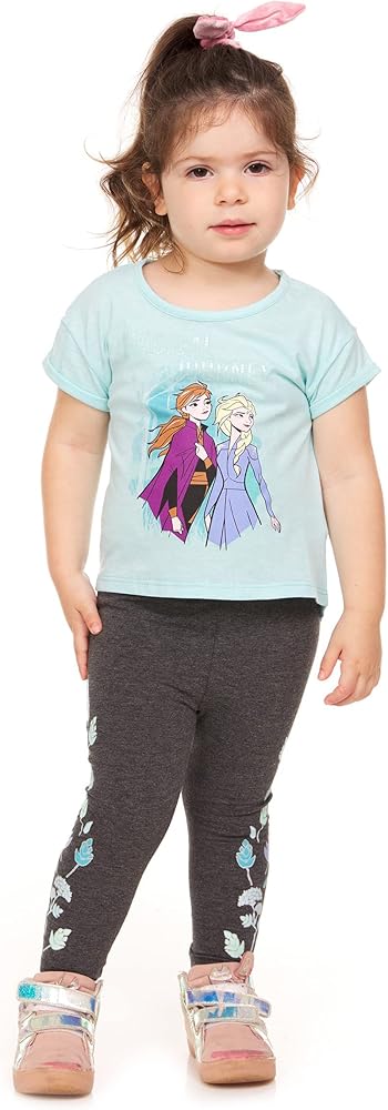 Disney Toddler Girls 2 Piece Frozen Anna and Elsa T-Shirt and Leggings Set