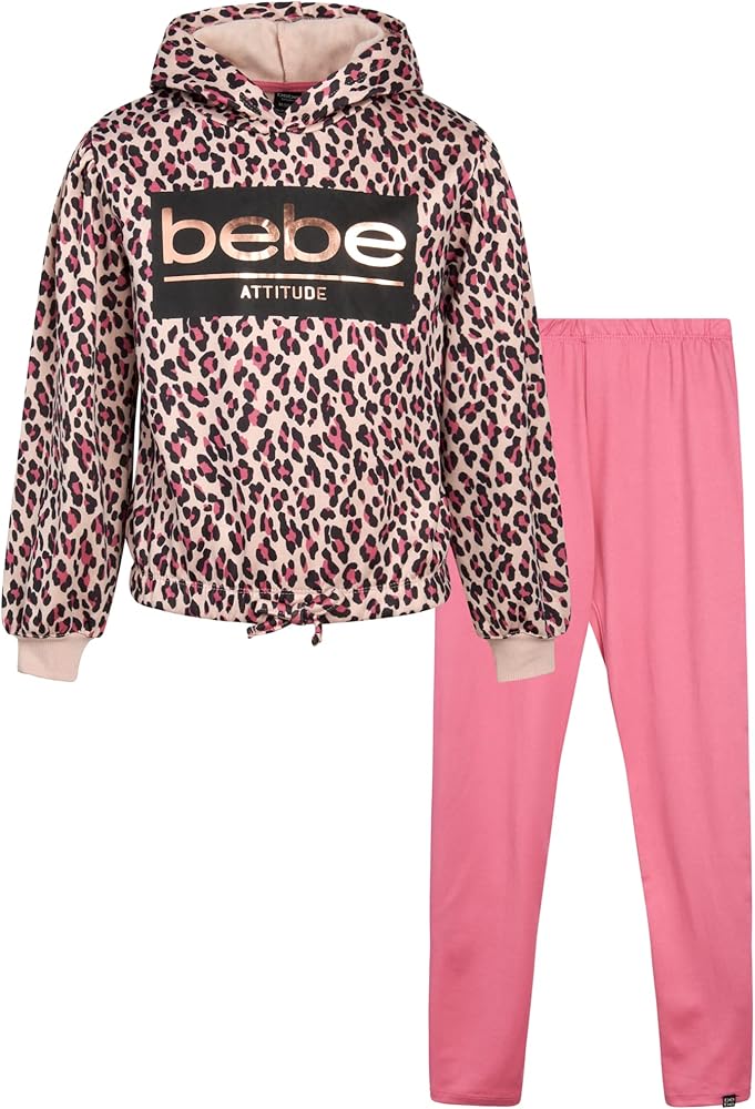 bebe Girls' Legging Set - 2 Piece Yummy Fleece Hoodie Sweatsuit Kids Clothing Set (Size: 7-16)