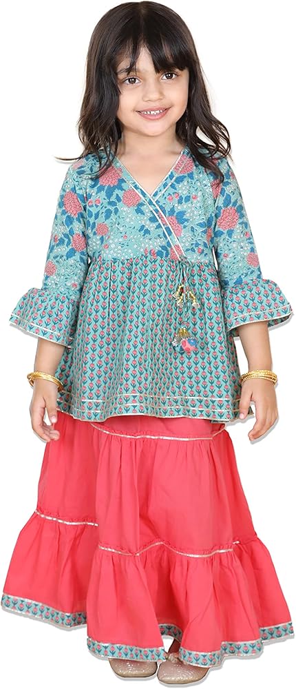 ADIVA Girls Floral Print Kurta With Sharara Set For Girls