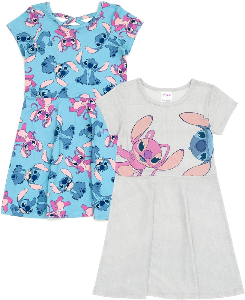 Disney Lilo & Stitch Girls 2 Pack Skater Dresses Little Kid to Big Sizes (4-14-16)