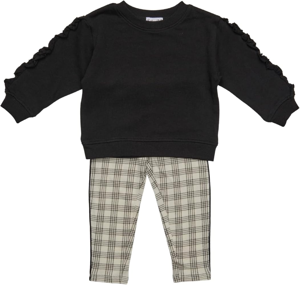 Splendid Kids Bloom Plaid Legging Set, Black, Toddler Girl, 4T