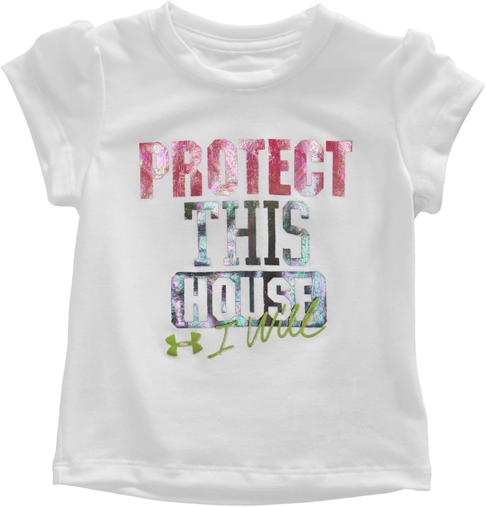 Under Armour Girls White UA Protect This House I Will Big Text Shirt