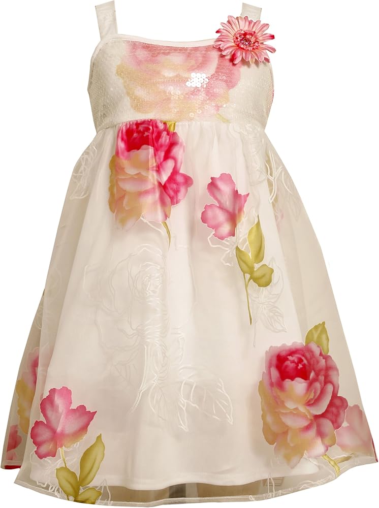 Bonnie Jean Little Girls' Dress Sequin Bodice To Burn Out Flowers On Skirt