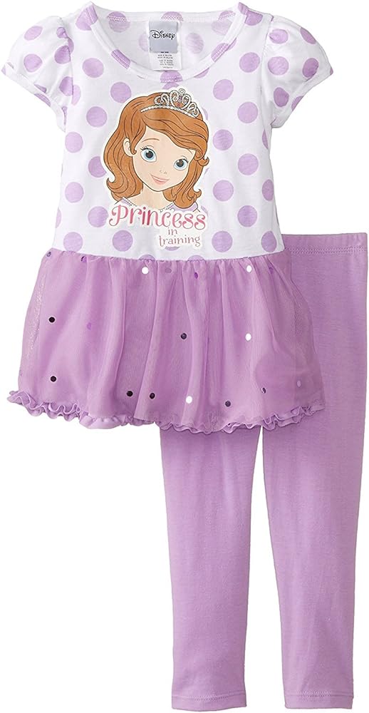 Disney Girls' Sofia 2 Piece Short-Sleeve Legging Set