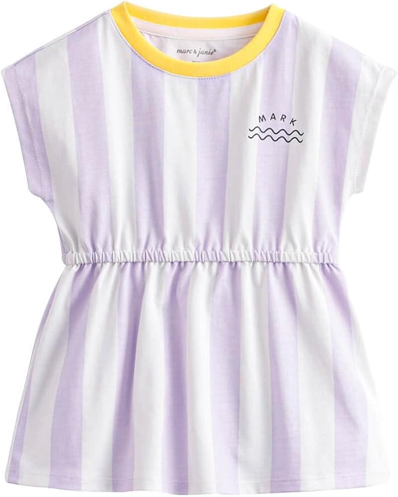 MARC&JANIE Girls Cooling Breathable Short Sleeve Dress Stretchy Round Neck Sports Mini Dresses 230660