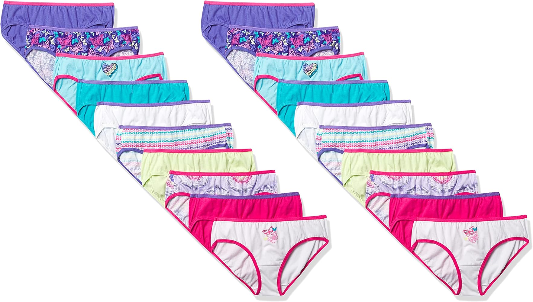 Hanes Girls' and Toddler Underwear, Cotton Knit Tagless Brief, Hipster, and Bikini Panties, Multipack (Colors May Vary)