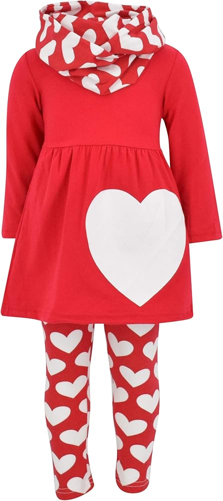 Unique Baby Girls Valentine's Day White Hearts Legging Set