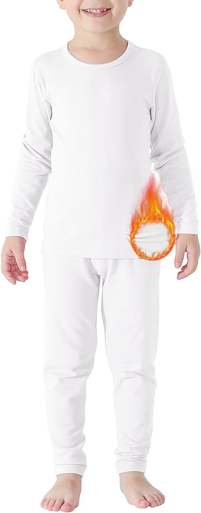 Girls Thermal Underwear Set Toddler Winter Soft Base Layer Kids Warm Long Johns for Girls Boys Classic White 2X-Large (120) /5T-6T