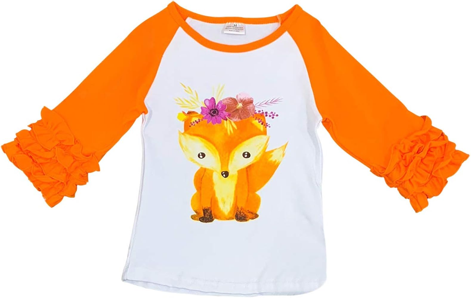 Quater Ruffle Sleeve Ribbon Halloween Style Tee T-Shirt Top Blouse 2t-8