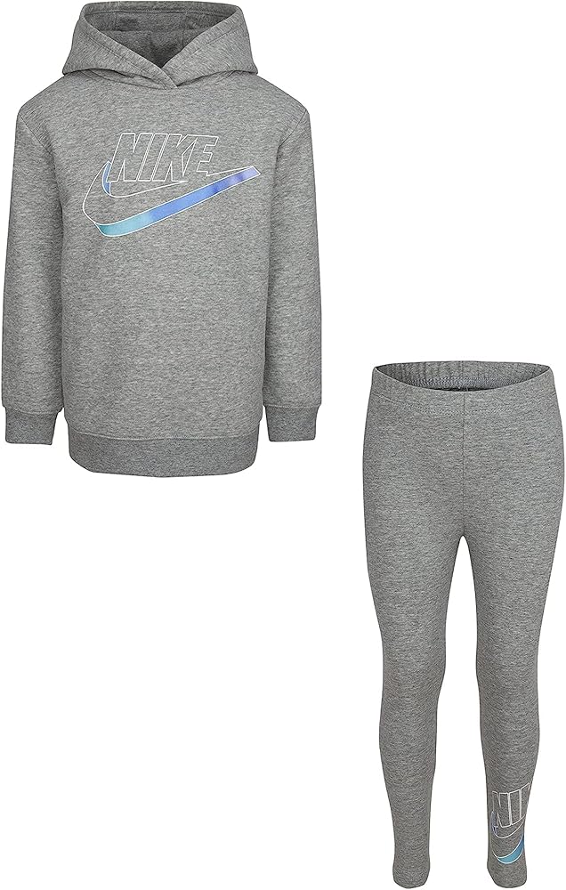 Nike Girl's Mini Me Pullover Leggings Set (Little Kids) Dark Grey 6X Little Kid