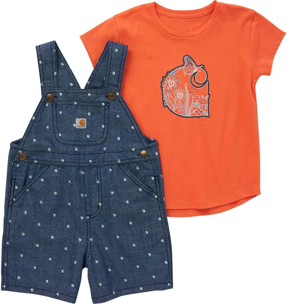 Carhartt Baby Girls' Short-Sleeve T-Shirt and Shortall Set