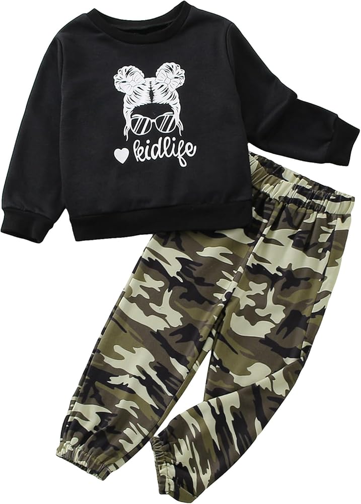 SOLY HUX Girl's Graphic Print Long Sleeve Sweatshirt Top and Pants Set 2 Piece Outfits Multicoloured Figure 6Y