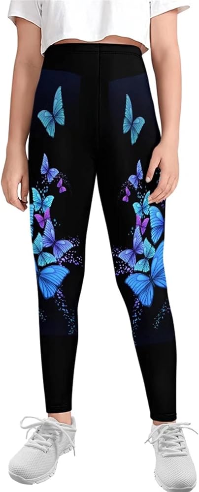 FOR U DESIGNS Activewear Leggings for Girls Kids High Waisted Dance Workout Running Athletic Pants Yoga Leggings