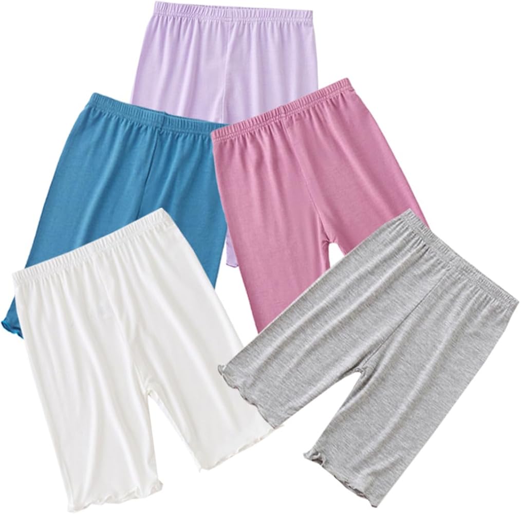 5 Pack of Kids Teen Girls Dance Short Cotton Bike Activewear Short Breathable and Safety Dress Shorts