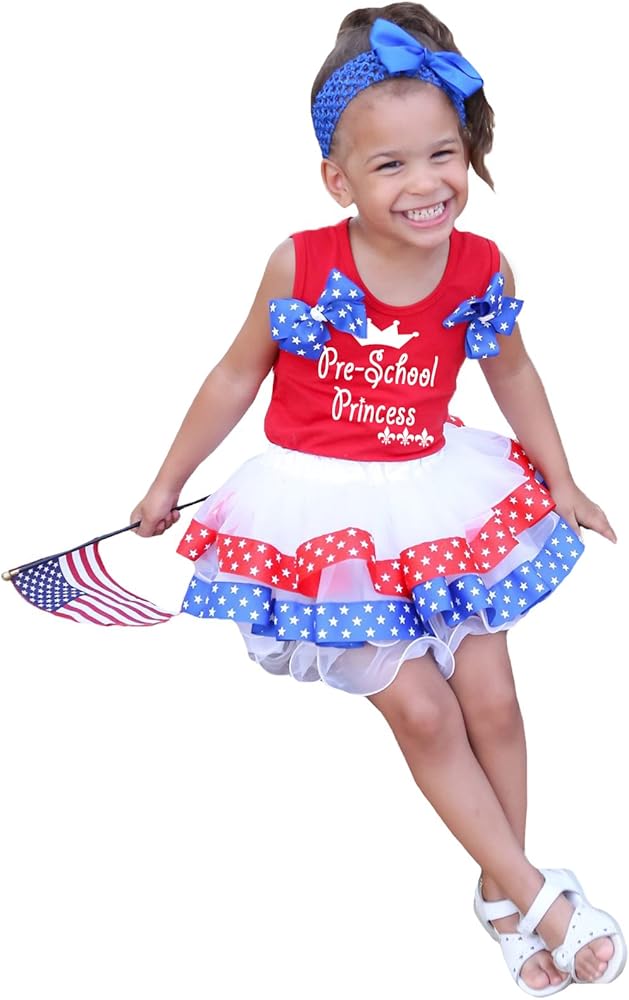 Petitebella Pre-School Princess Red Shirt Stars Ribbon Petal Skirt Set Nb-8y