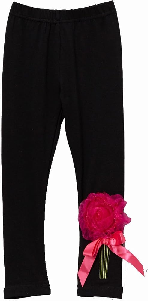 Black Organdy Flower Leggings Girl's