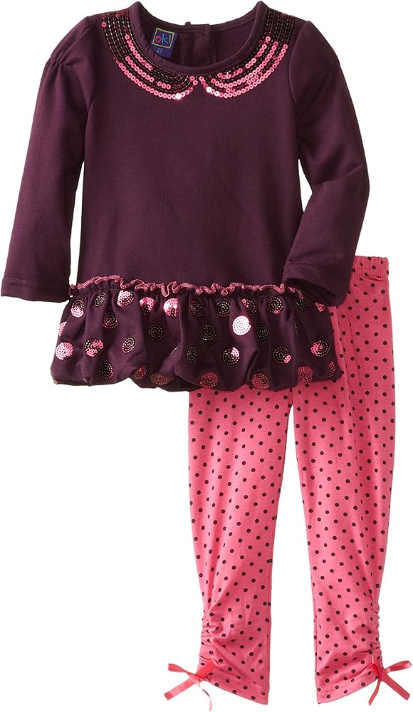 Ok Kids Little Girls' Heather Sequin-Dot Set