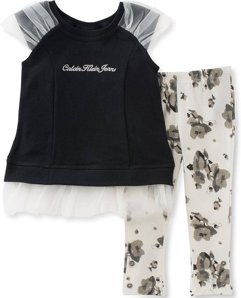 Calvin Klein girls Girls 2 Pieces Tunic Pant Set - Tulle