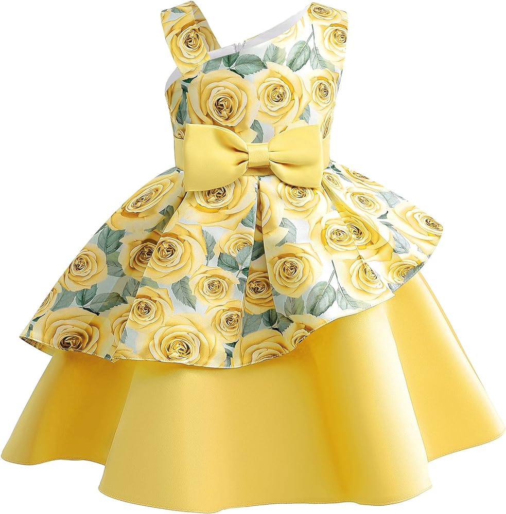 CMMCHAAH 2-9T Girls Flower Dresses Toddler Pageant Party Easter Floral Print Dress