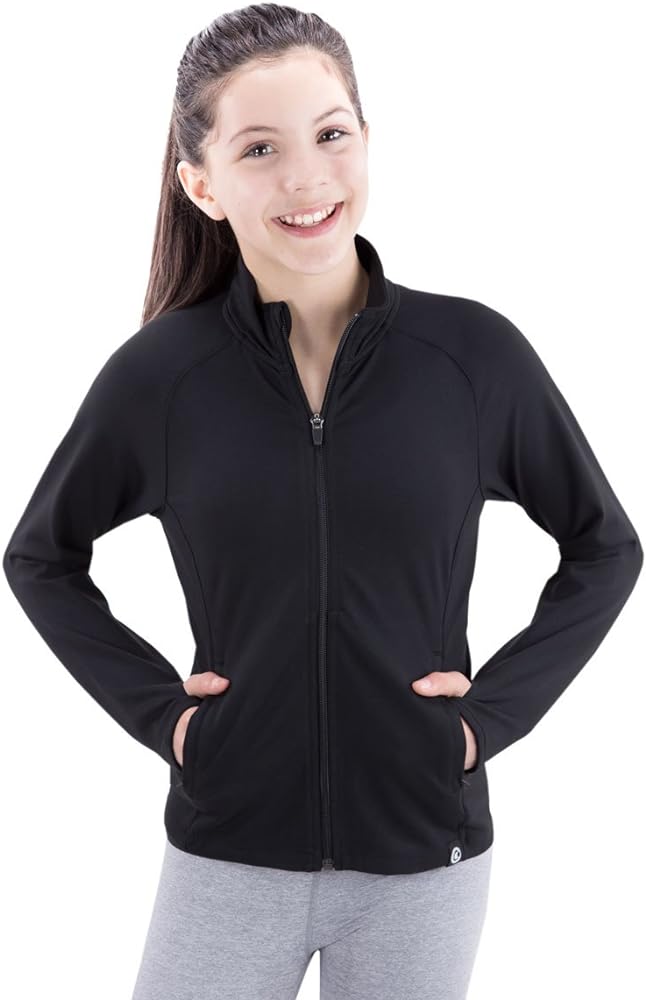 Girls Full-Zip 2 Tone Flex Jacket with 2 Side Pockets and Contrast Zipper