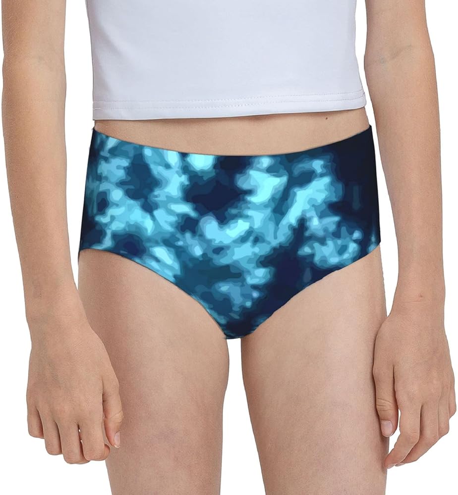 Cotton Underwear Blue Sea Tie Dye Pattern Girls'Briefs Soft Underpants