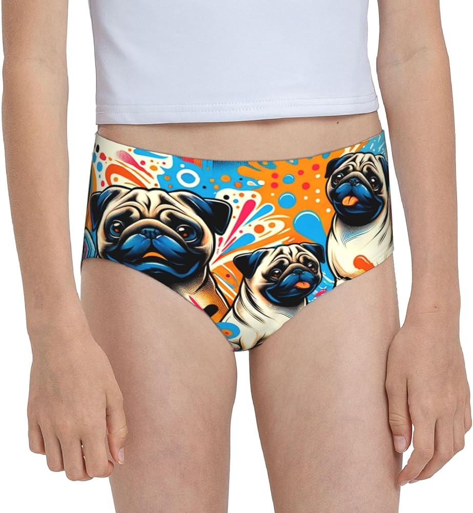 Augenstern Cotton Underwear Cute-Watercolor-Pug-Dogs Girls'Briefs Soft Underpants