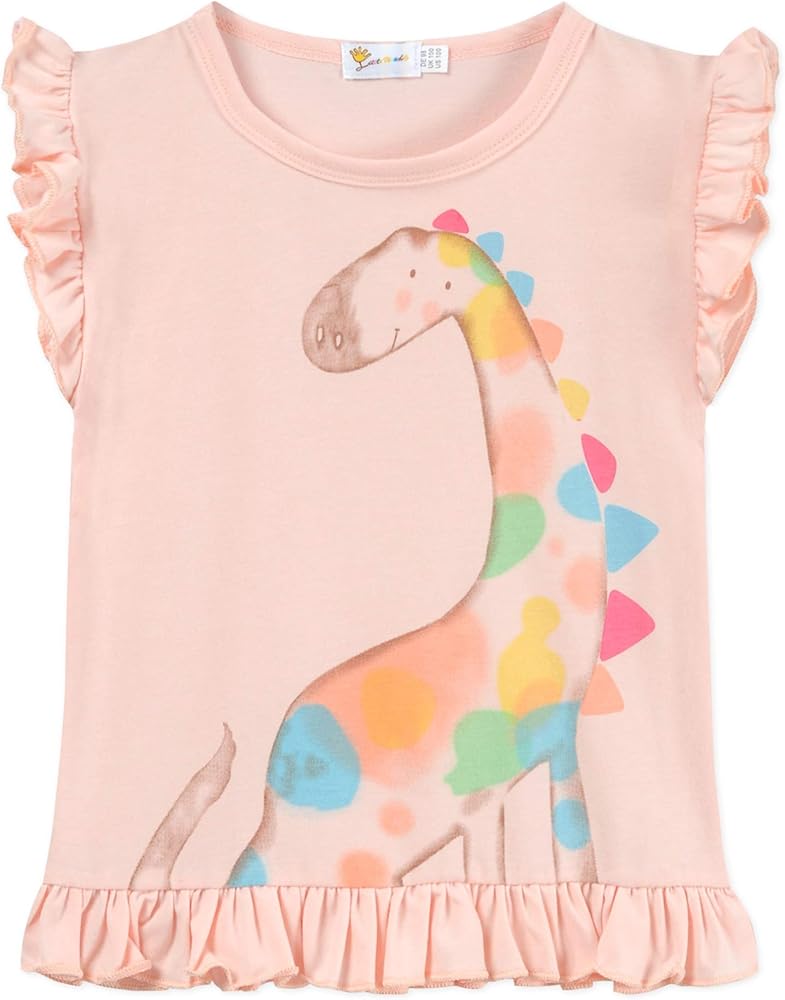 Toddler Baby Girl Ruffle Sleeve Cotton T Shirts Unicorn Dinosaur Tank Tops Tee