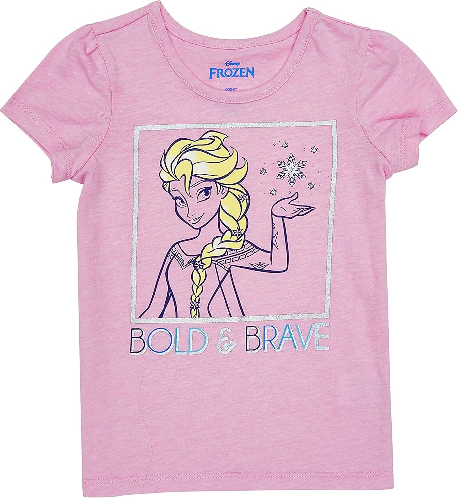 Disney Girls' Frozen Graphic Bold and Brave Short Sleeve T-Shirt