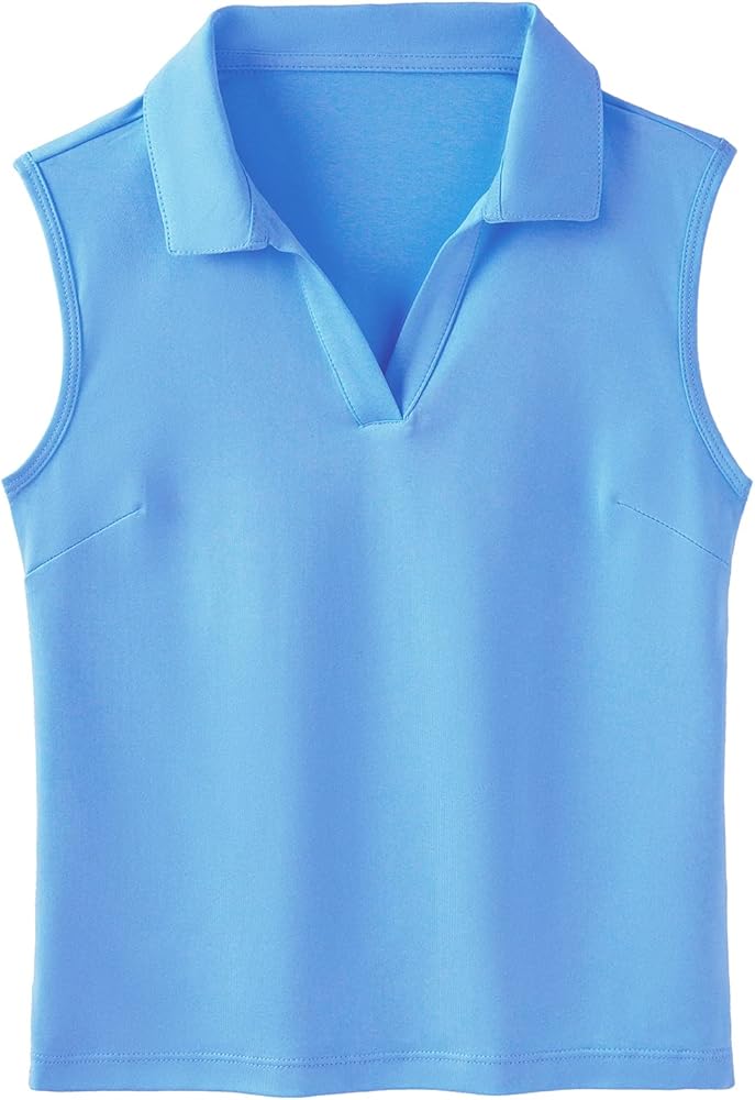 MERIABNY Girls Golf Polo Shirts Sleeveless V neck Shirts for 5-12 Years