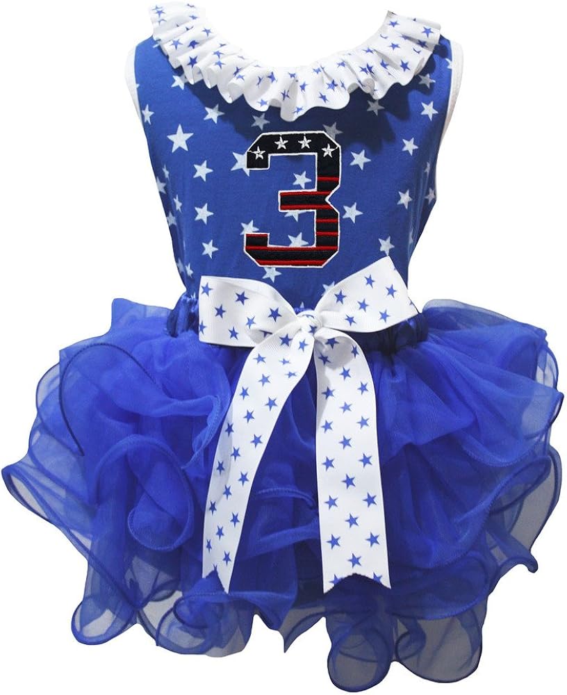 Petitebella America 3rd Stars Shirt White Blue Petal Skirt Set Nb-8y