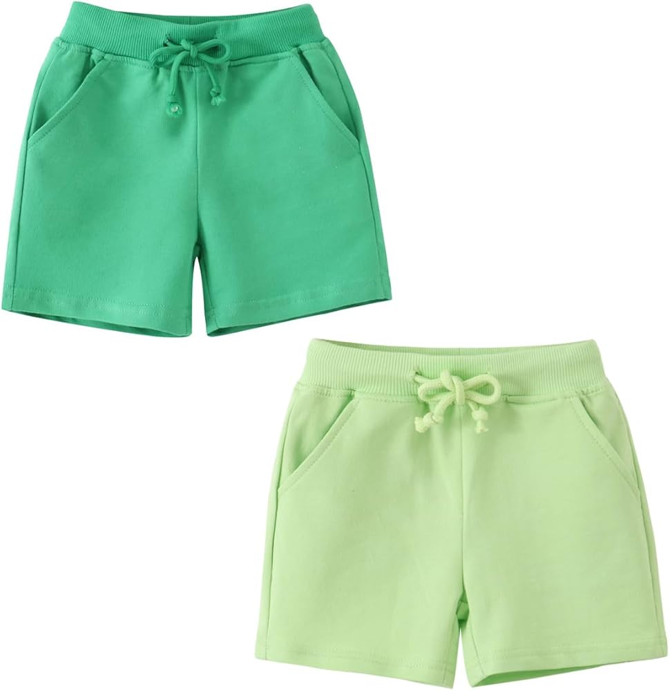 Toddler Boys Girls Cotton Jogger Shorts,Little Kids Active Sport Shorts with Drawstring