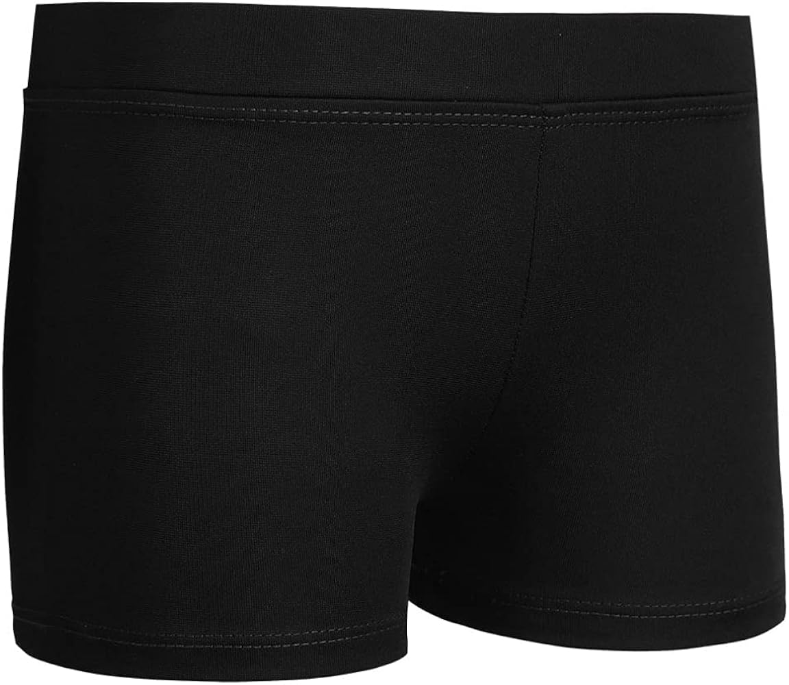 TiaoBug Kids Girls Gymnastics Dance Shorts High Waist Boy-Cut Shorts Dancewear Stretch Active Short Activewear