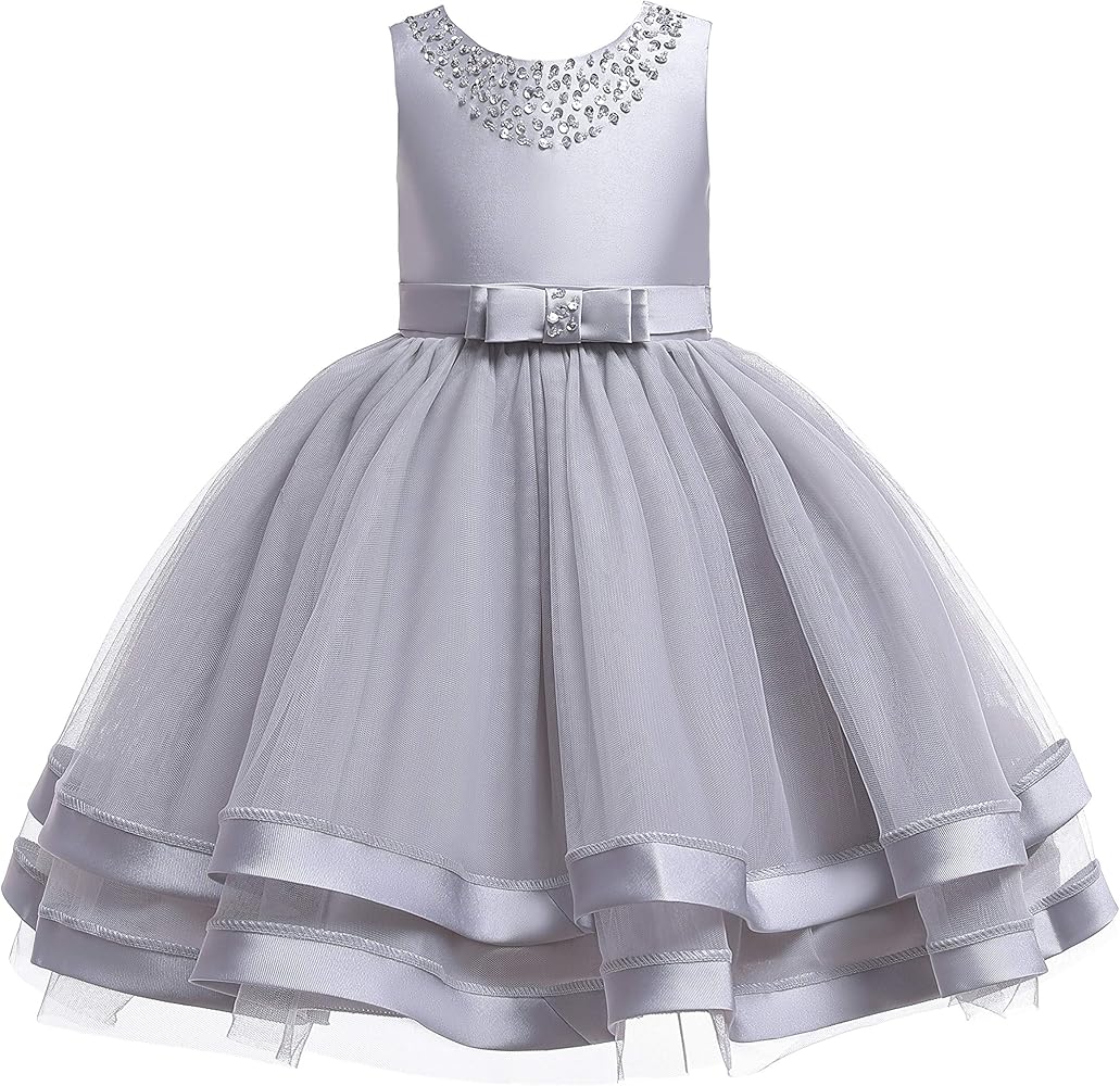 Glamulice Flower Girls Ruffles Sequins Dress Vintage Wedding Bridesmaid Party Dresses Holiday Kids Formal Pageant Gown