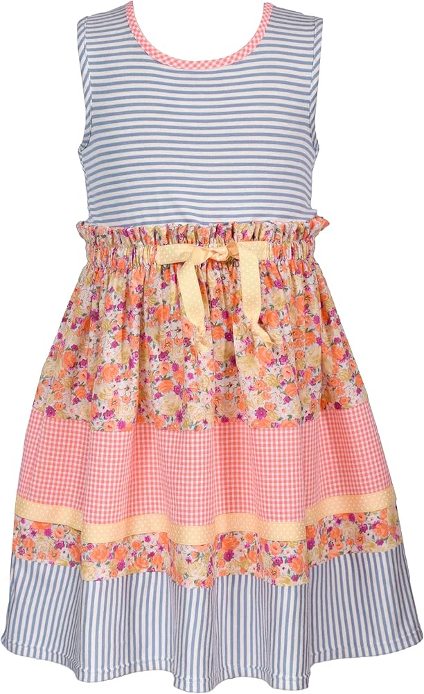 Bonnie Jean Girls 2T-16 Mixed Print Mashup Casual Dress