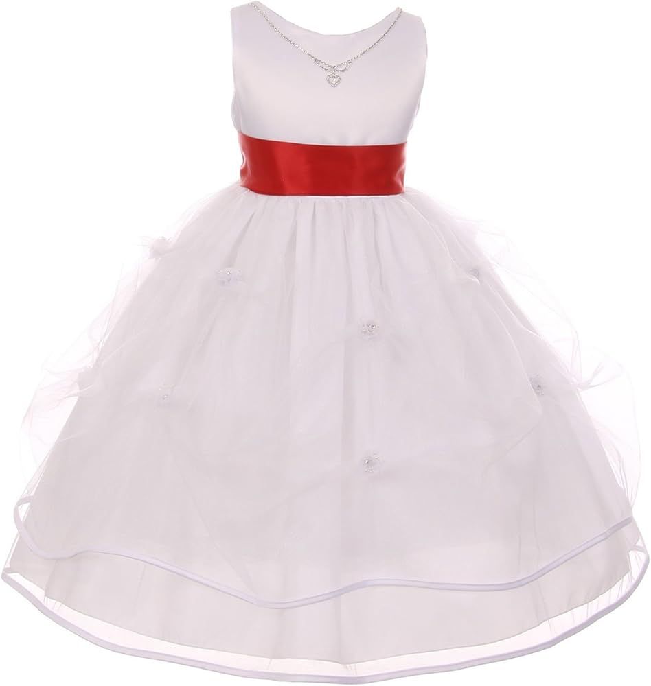 Dreamer Sleeveless Crystal Necklace Tulle Pageant Communion Flower Girl Dress