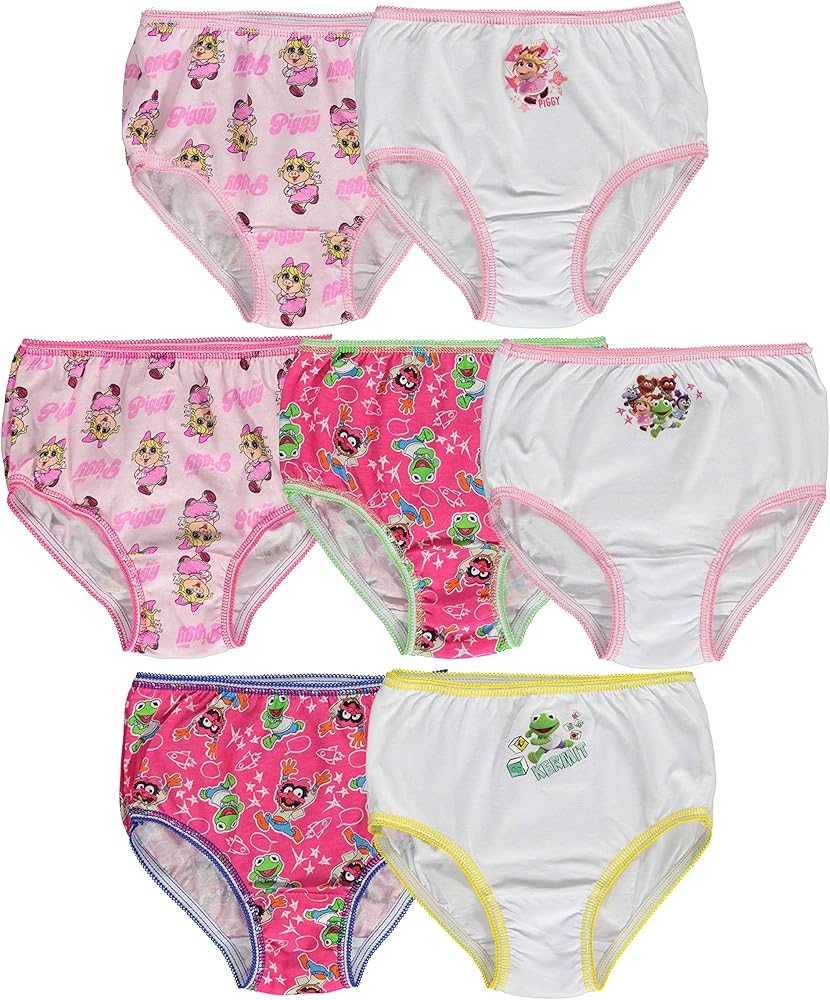 Muppet Babies Girls 7-Pack Underwear Briefs Toddler Little Kid Infant Baby Piggy Kermit Animal Gonzo