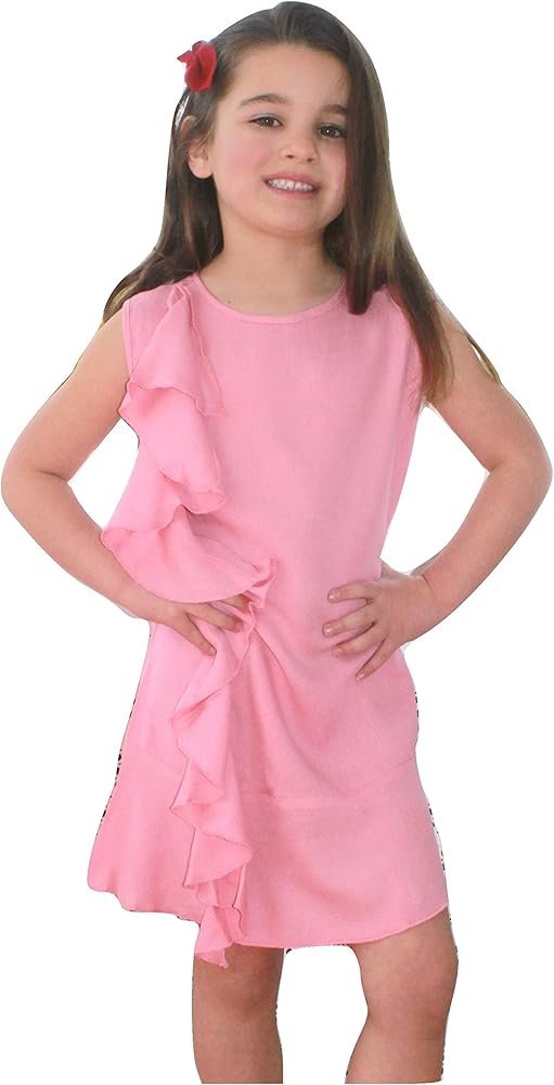 Big Girls Marissa Sleeveless Ruffle Dress in Coral