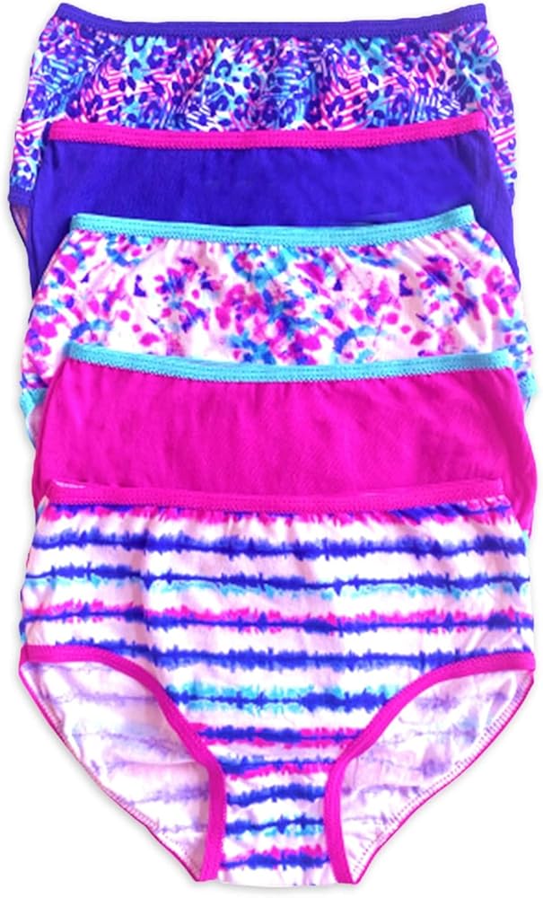 Wonder Nation Girls Assorted Panties (as1, numeric, numeric_14, regular, Briefs Purple Prints Assorted - 5 Pack)