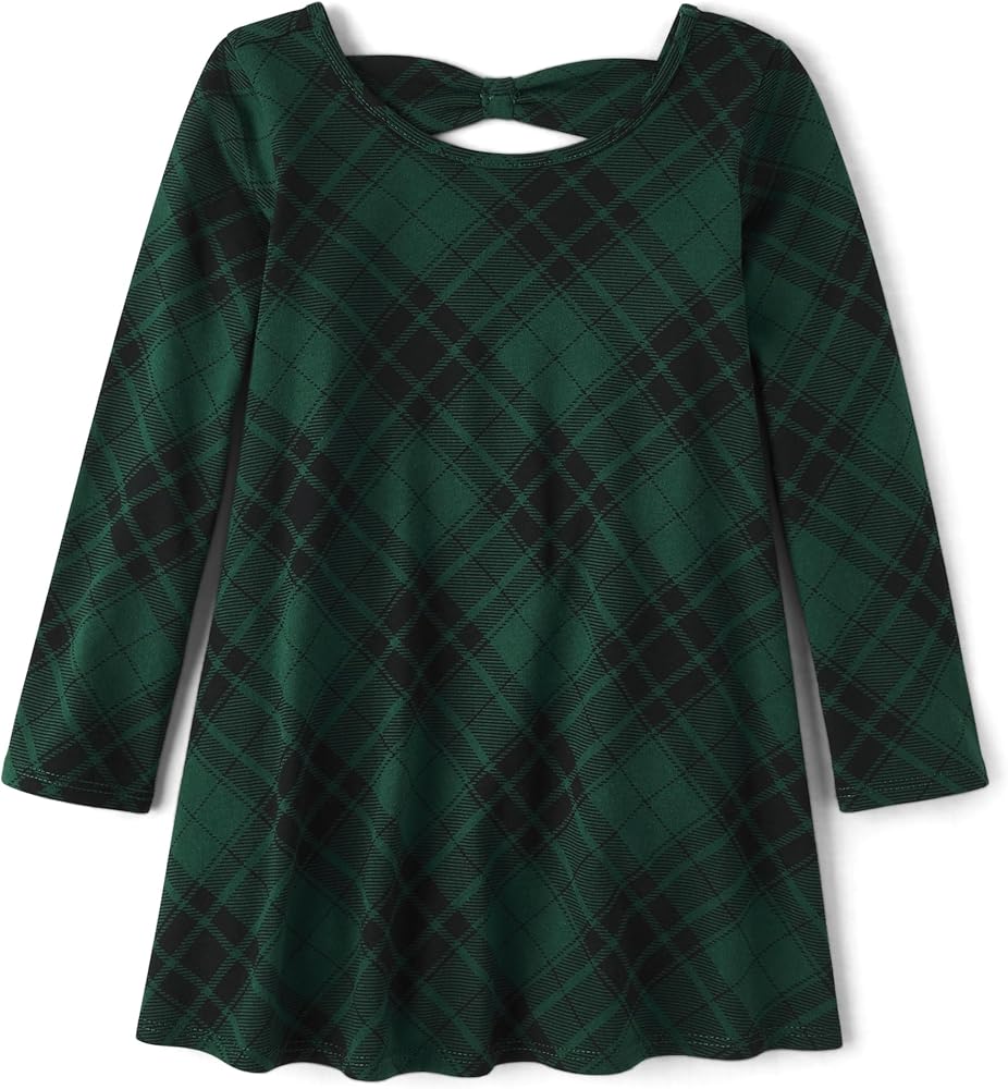 The Children's Place Baby Girl's and Toddler Long Sleeve Fashion Dress, Green Plaid, 2T