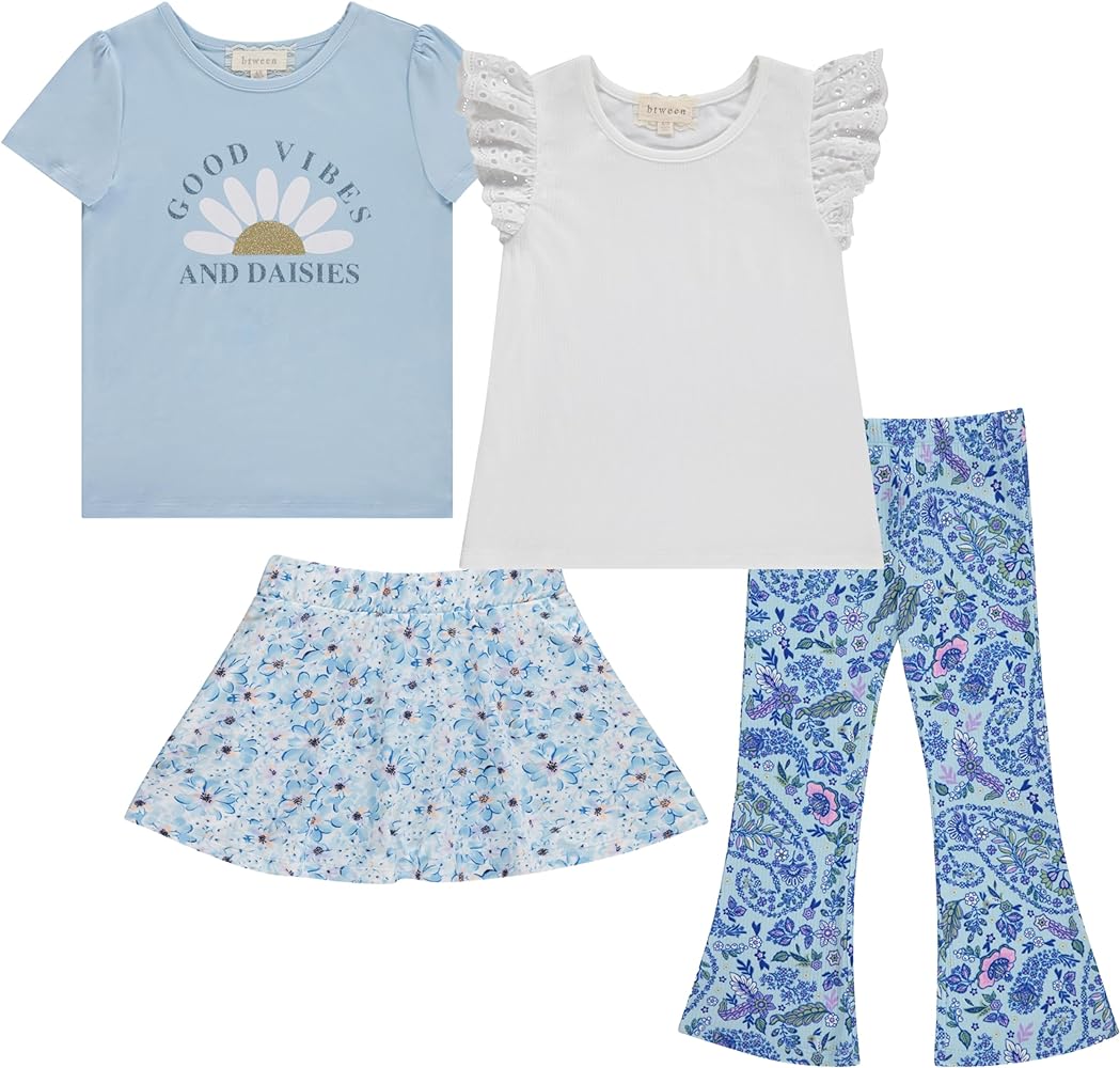 BTween Girls’ 4pk Mix & Match Set - Comfy Stretch, Sizes 4-16